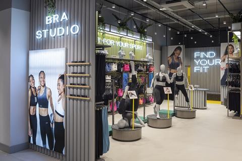 Find Your Fit sports bra studio with mannequins at Sports Direct, Oxford Street